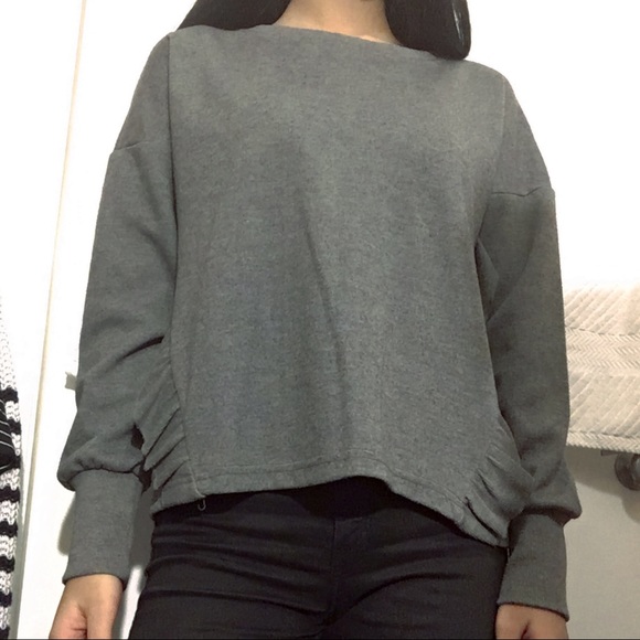Grey Frill Top Sweatshirt - Picture 4 of 5